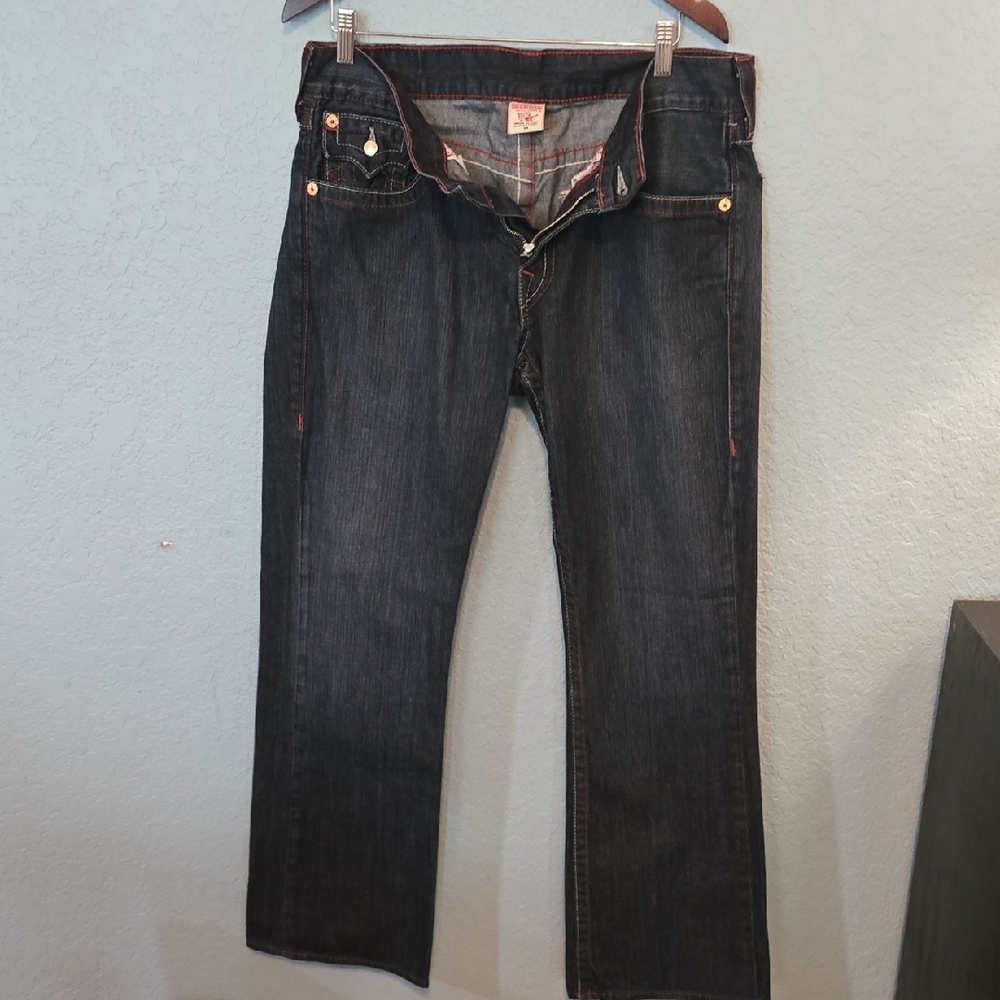 True Religion Dark Blue Jeans with Red Stitching